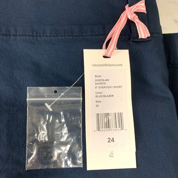 VINEYARD VINES 5" Every Day Shorts Women 24 Navy Blue Flat Front Khaki NWT - Picture 6 of 8